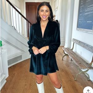 Topshop Peplum Velvet Mini Dress in green